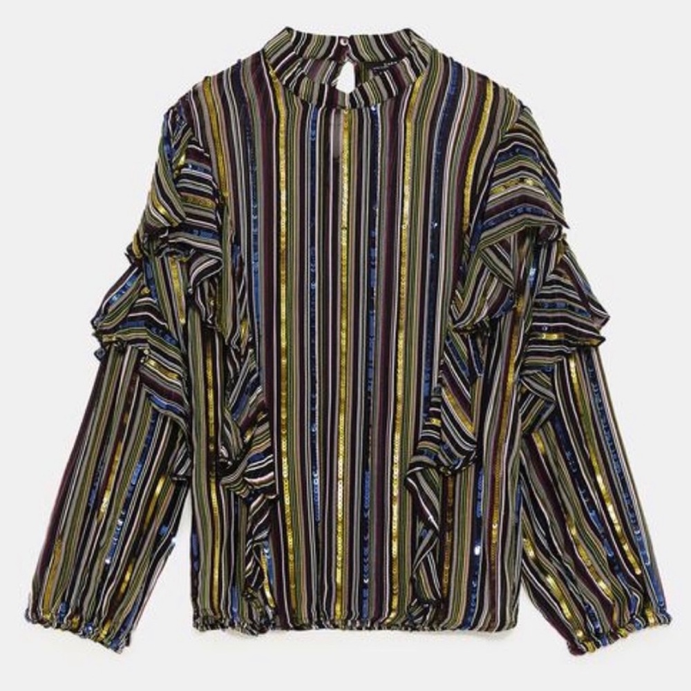 Zara Striped Top with Sequins